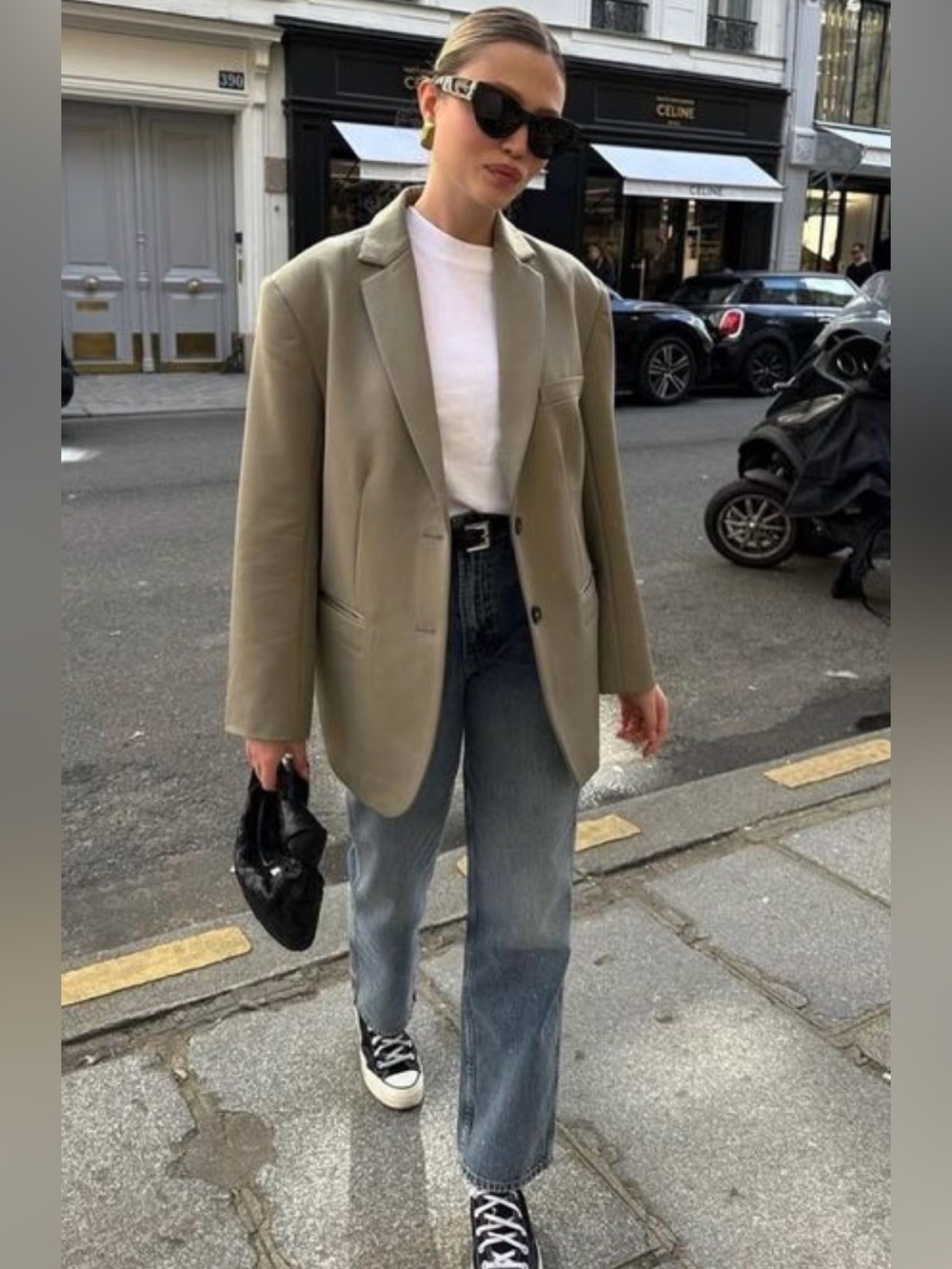 ARGENT Oversized Olive Copain Blazer In Seasonless Wool